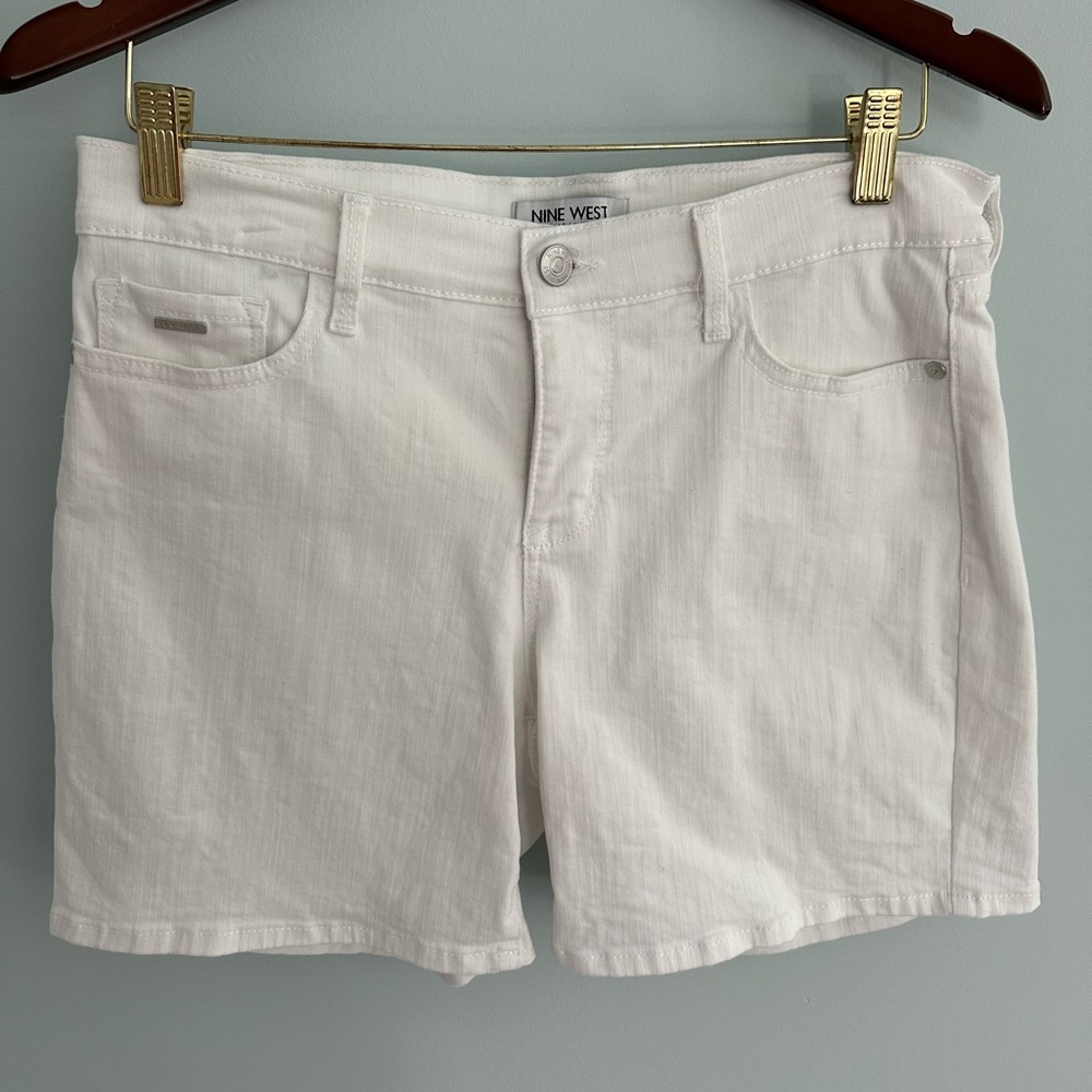 Nine West White Jean Shorts Distressed Hem Casual